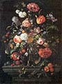 Flowers in Glass and Fruits
